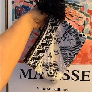 Meso Goods Black and White Geometric Beaded Clutch